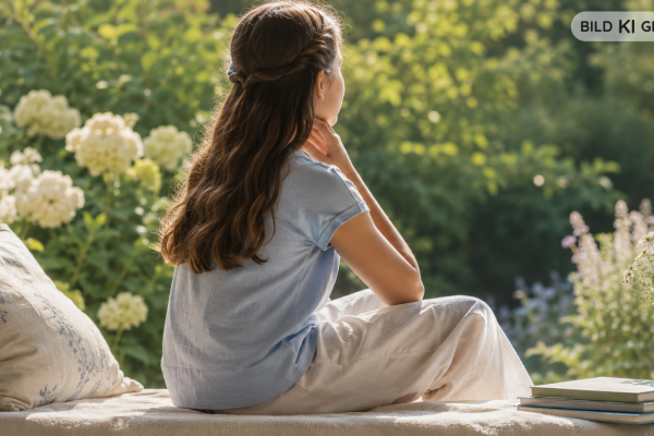 Jugendliche von hinten im warmen Sommerlicht, Hand sanft am Hals
